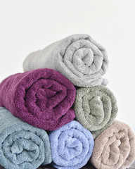 Obraz na płótnie Canvas Close-up of soft cotton terry bath towel.