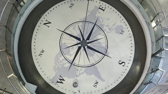 Huge Foucault Pendulum over Wind Rose Compass