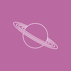 Vector icon planet Saturn with rings. Astronomy. © aquamarine_paint