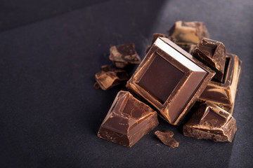 Pieces of tasty black chocolate