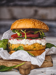 Vegetarian Lentil Burger - obrazy, fototapety, plakaty