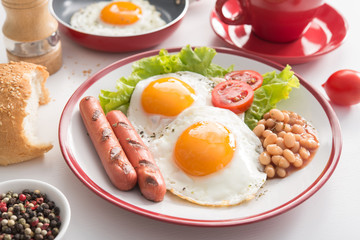 English breakfast with fried egg