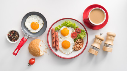English breakfast with fried egg