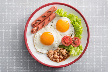 English breakfast with fried egg
