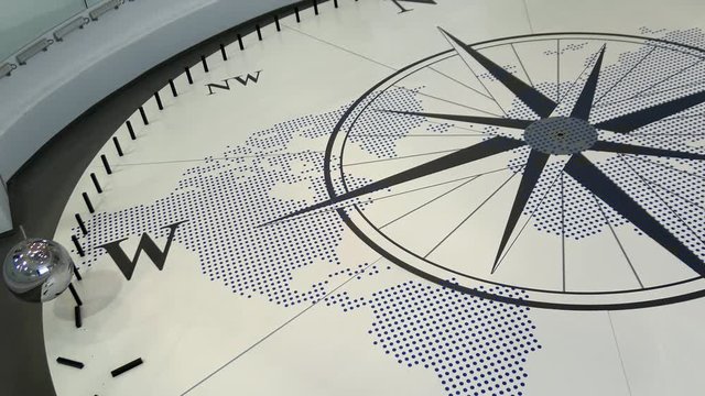 Huge Foucault Pendulum over Wind Rose Compass
