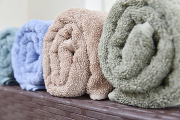 Close-up of soft cotton terry bath towel.