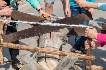  Vintage hand saws of different types. Old rusty handsaw.