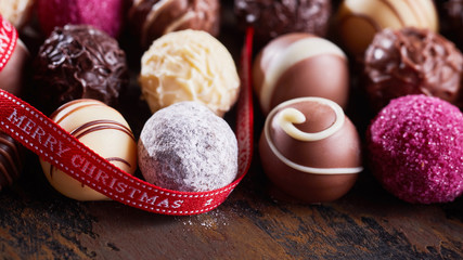 Merry Christmas festive chocolate background