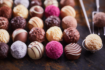 Selection of speciality handmade chocolate bonbons