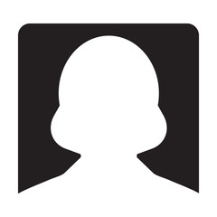 User icon vector female person profile avatar symbol for business in flat color glyph pictogram sign illustration