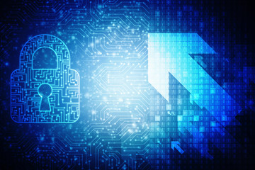 2d illustration Safety concept: Closed Padlock on digital background