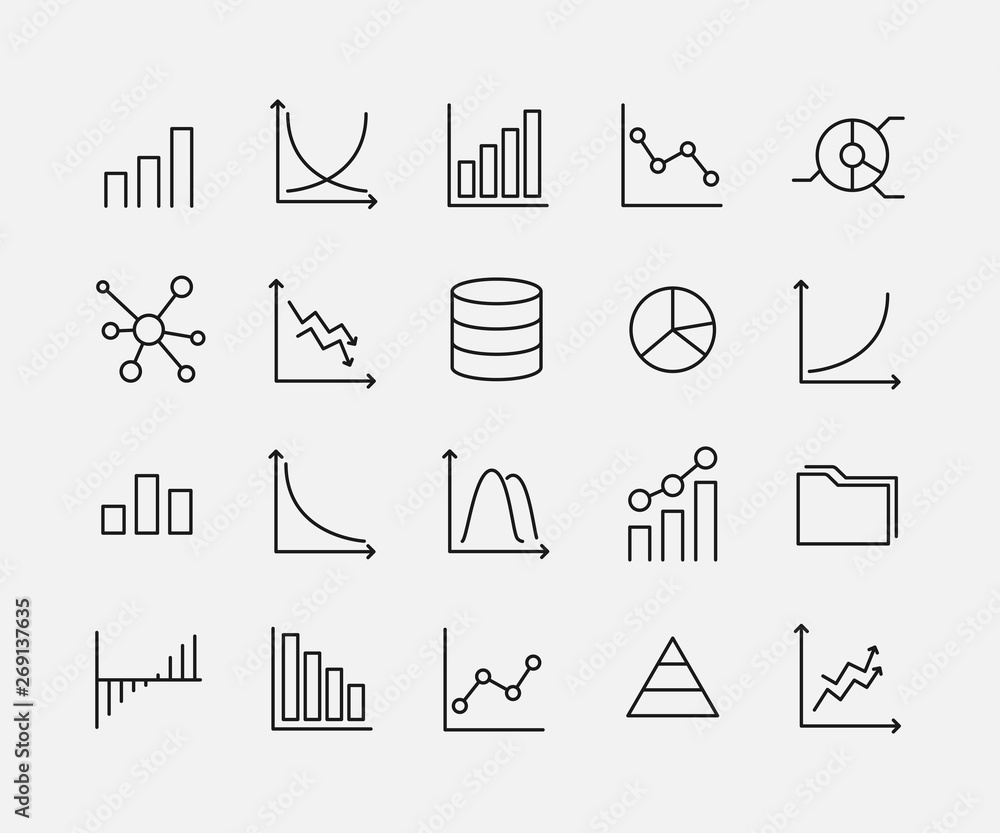 Poster data related vector icon set.