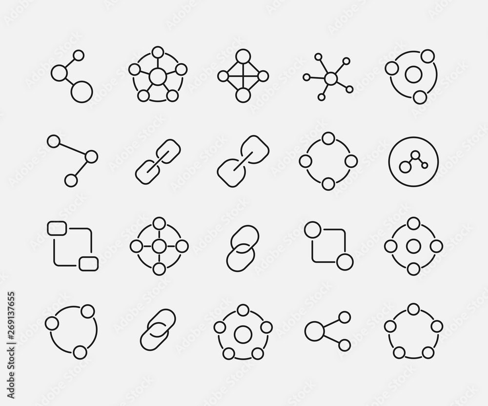 Poster connection related vector icon set.