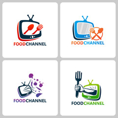 Set of Food Channel Television Logo Template Design Vector, Emblem, Design Concept, Creative Symbol, Icon