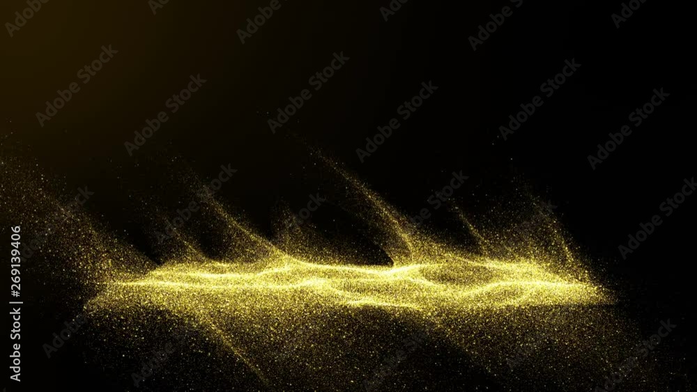 Aufkleber digital signatures dark brown background with small particles gathered into light waves golden yello