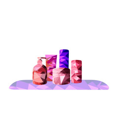 colored low poly jars on white background
