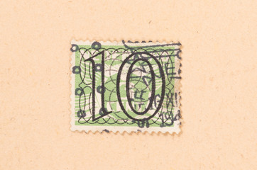 THE NETHERLANDS 1950: A stamp printed in the Netherlands shows it's value, circa 1950