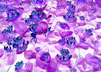Colorful neon futuristic purple leaves texture.