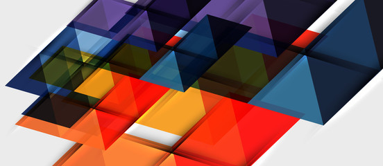 Abstract geometric background. Modern overlapping triangles. Unusual color shapes for your message. Business or tech presentation, app cover template
