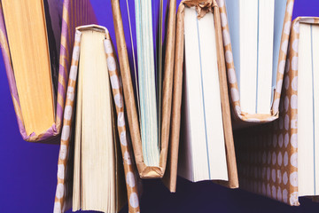 books on a blue background