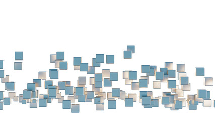 Zone of many light blue and golden cubes