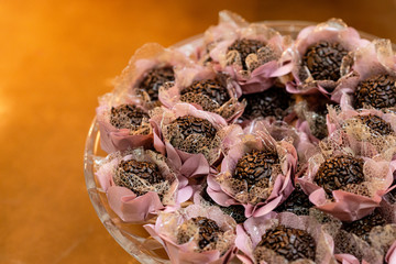 Brazilian sweets for wedding party. Brigadeiro.