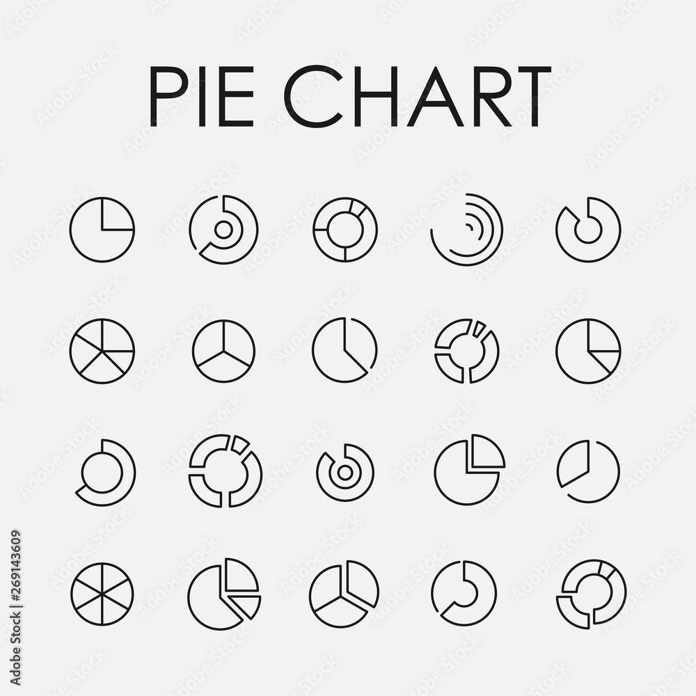 Poster pie chart related vector icon set.