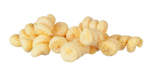 Fototapeta premium Peanut, corn puffs isolated with white background