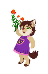 Little cartoon style cat illustration - vector clipart for kids