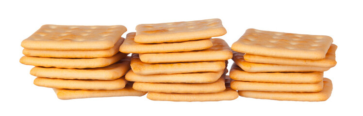 crackers pile on white background