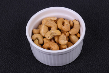 Cashew nuts heap in the bowl