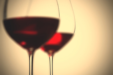 red wine in two goblets
