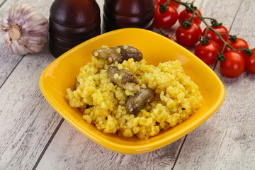 Rice with Chicken hearts