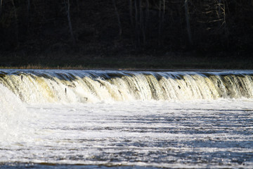 Beautiful view of widest waterfall in Europe - river Venta.