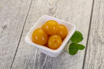 Yellow ripe cherry dessert