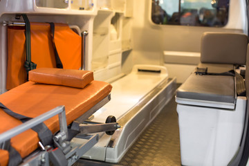 ambulance interior with orange color bed