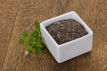 Dietary Chia seeds in the bowl