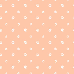 Vector seamless pattern with cat or dog,kitten or puppy footprints. Can be used for wallpaper,fabric, web page background, surface textures.