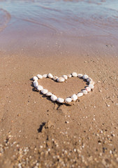 Pebbles in the shape of a heart.