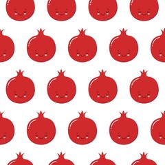 Cute pomegranate pattern. Granate fruit seamless print. Summer wallpaper, botanical illustration