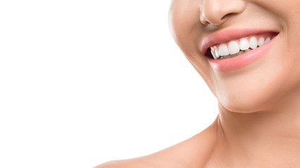 Obraz na płótnie Canvas Closse up view of a female smile. Dental concept