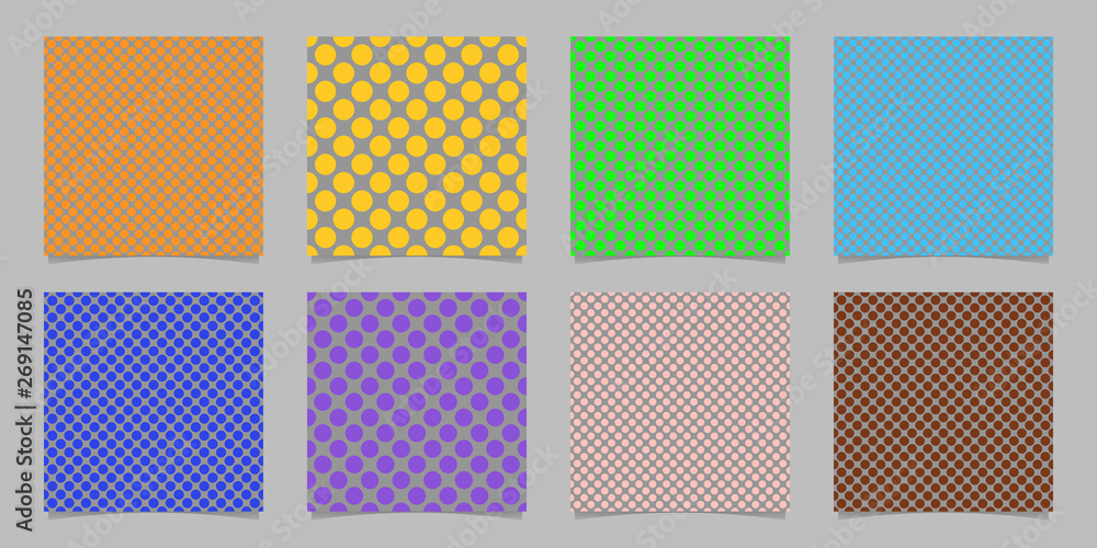 Poster color abstract seamless polka dot background pattern template set - squared vector graphics from col