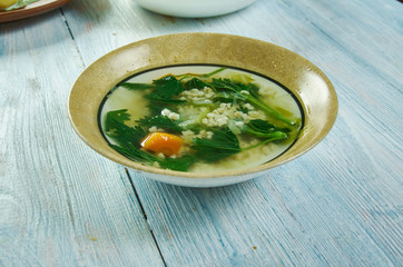 Spring vegetable soup nettle with  Wheat Groats