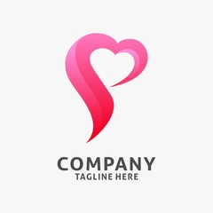 Letter P love logo design