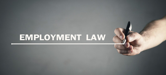 Man writing Employment Law in screen.