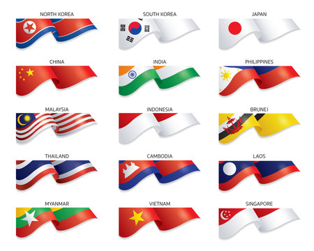 Flags of East Asia and South East Asia Country