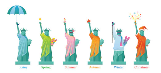 Statue of Liberty in Season, Landmarks, Travel and Tourist Attraction