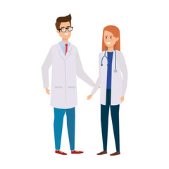 couple of professionals doctors avatars characters