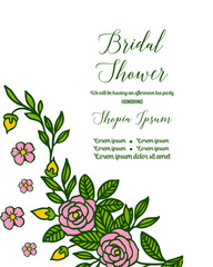 Vector illustration bridal shower with texture of leaf flower frame