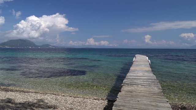 View from picturesque beach at Boukari, Corfu, Greece.